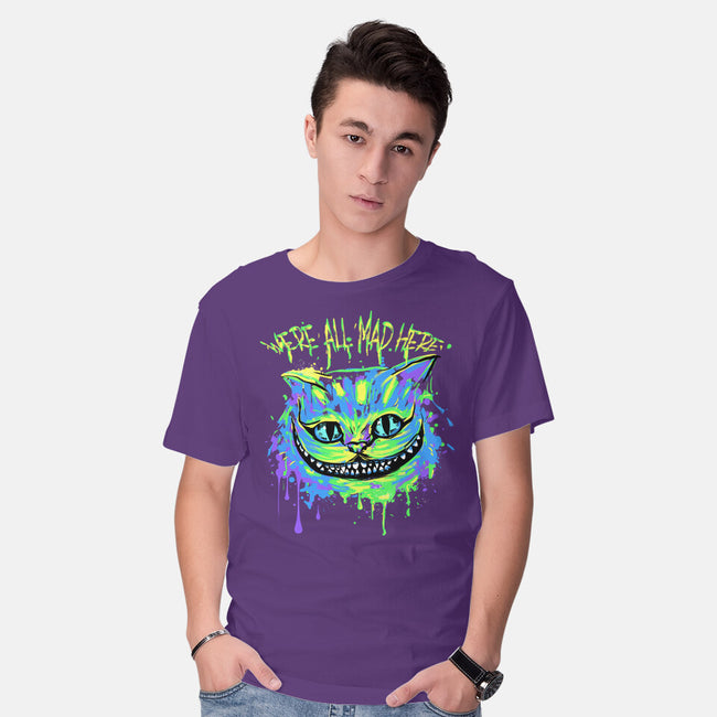 Colorful Mad Cat-mens basic tee-IKILO