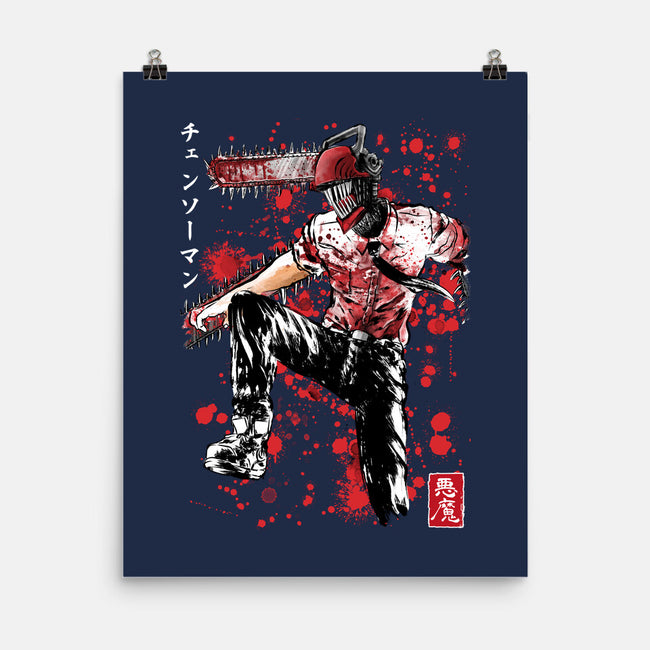 ChainsawMan Sumi-E-none matte poster-DrMonekers