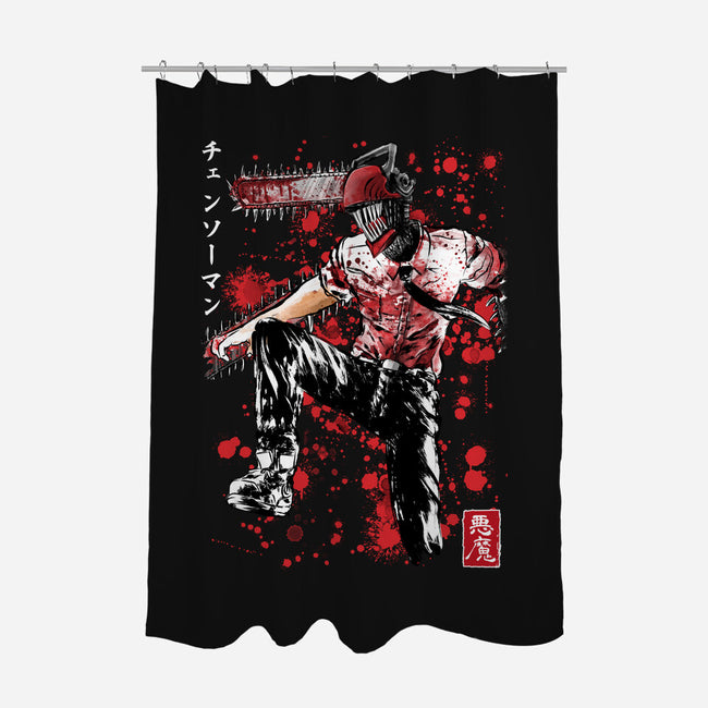ChainsawMan Sumi-E-none polyester shower curtain-DrMonekers