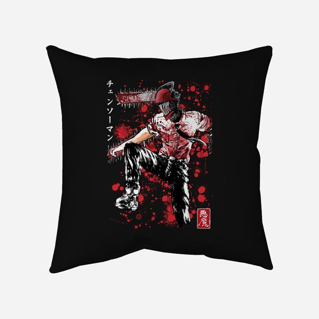 ChainsawMan Sumi-E-none removable cover throw pillow-DrMonekers