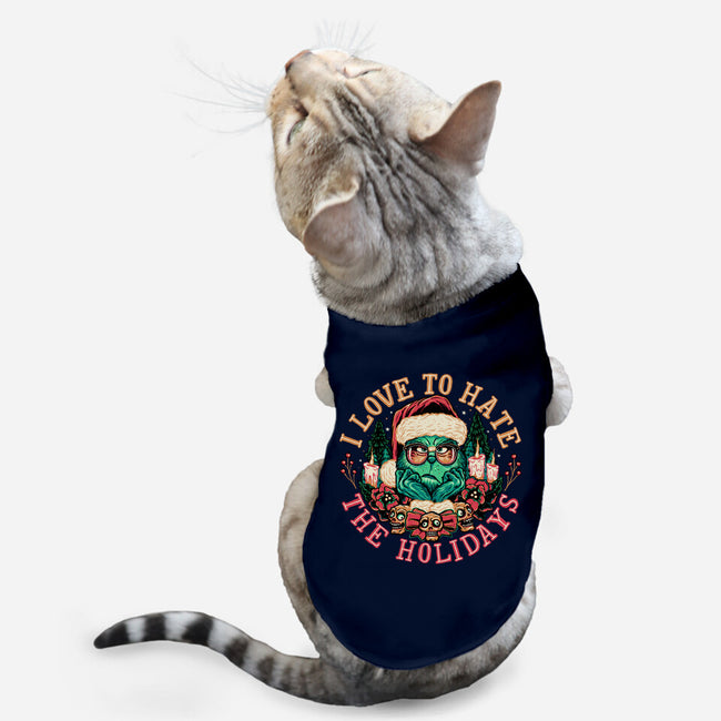 Love To Hate The Holidays-cat basic pet tank-momma_gorilla