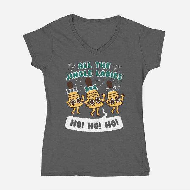 All The Jingle Ladies-womens v-neck tee-Weird & Punderful