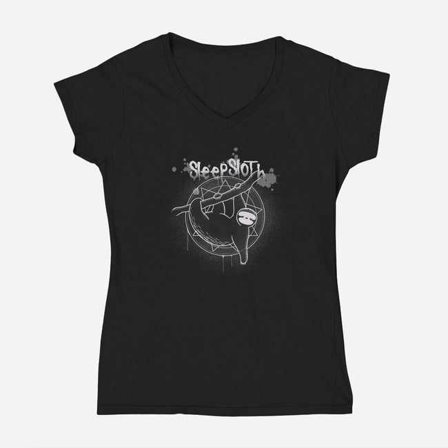 SleepSloth-womens v-neck tee-Claudia
