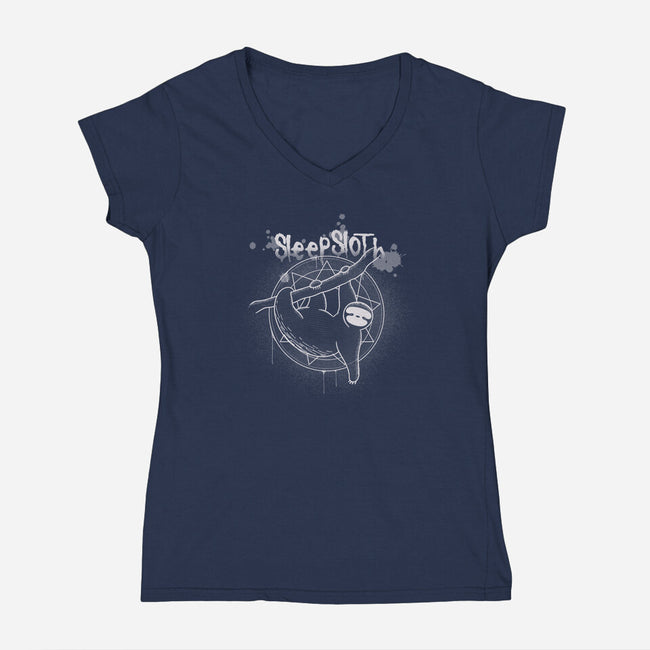 SleepSloth-womens v-neck tee-Claudia