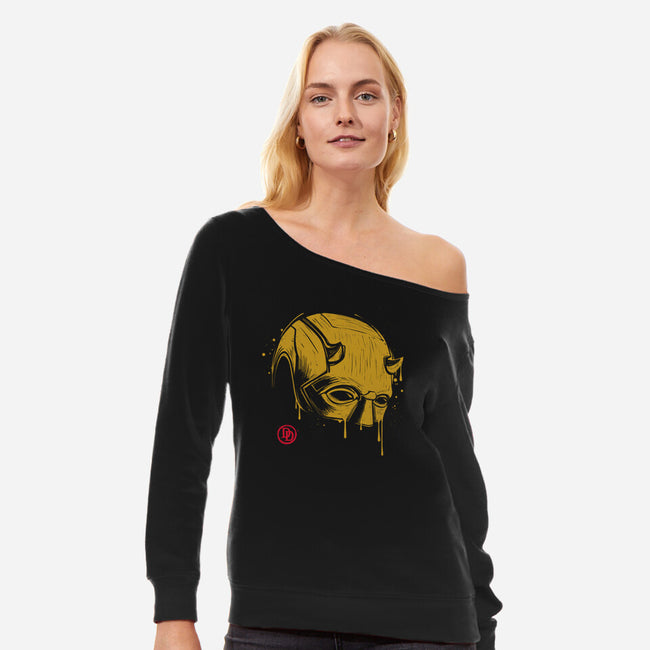 Devil Mask-womens off shoulder sweatshirt-Getsousa!