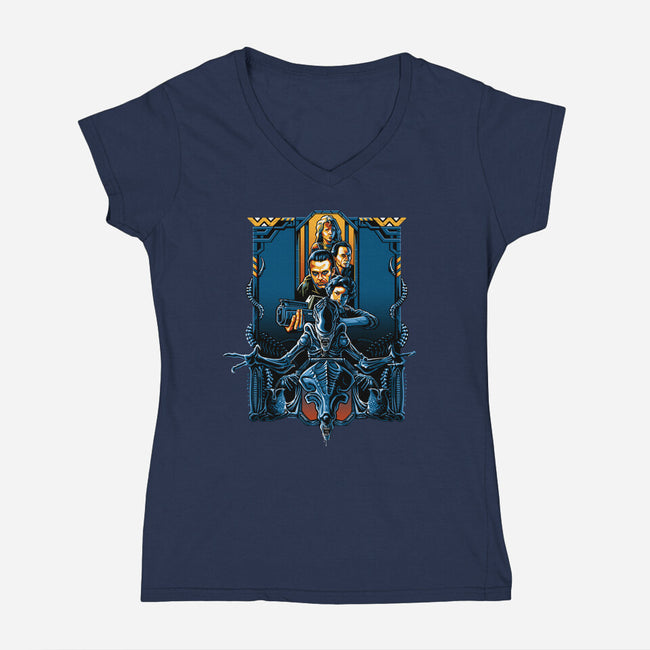 Enter The Aliens-womens v-neck tee-daobiwan