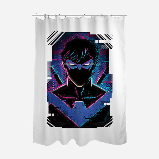 Nightwing Glitch-none polyester shower curtain-danielmorris1993