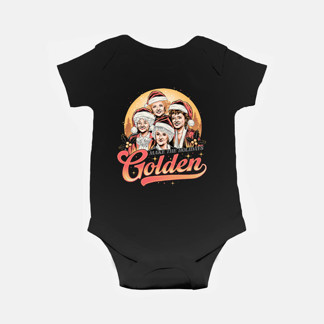 Golden Holidays-baby basic onesie-momma_gorilla