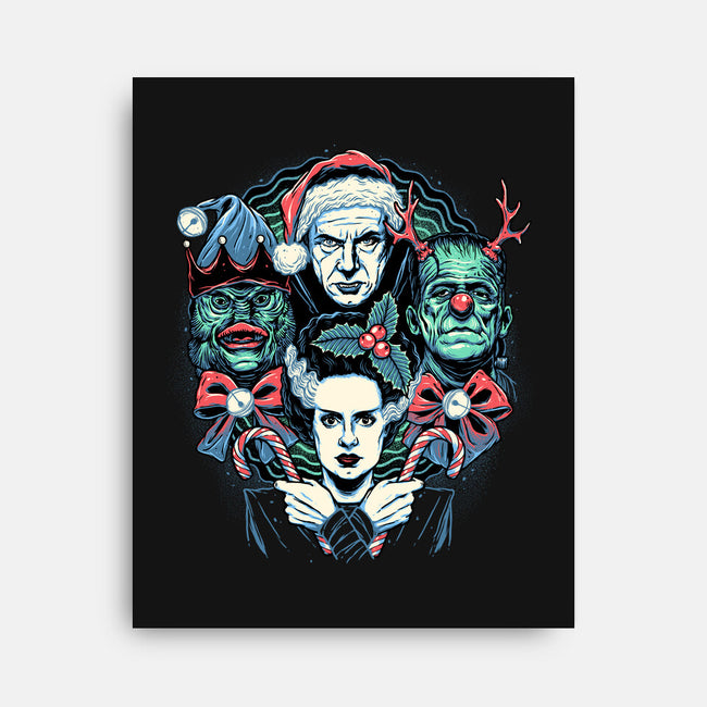 Christmas Monsters-none stretched canvas-momma_gorilla