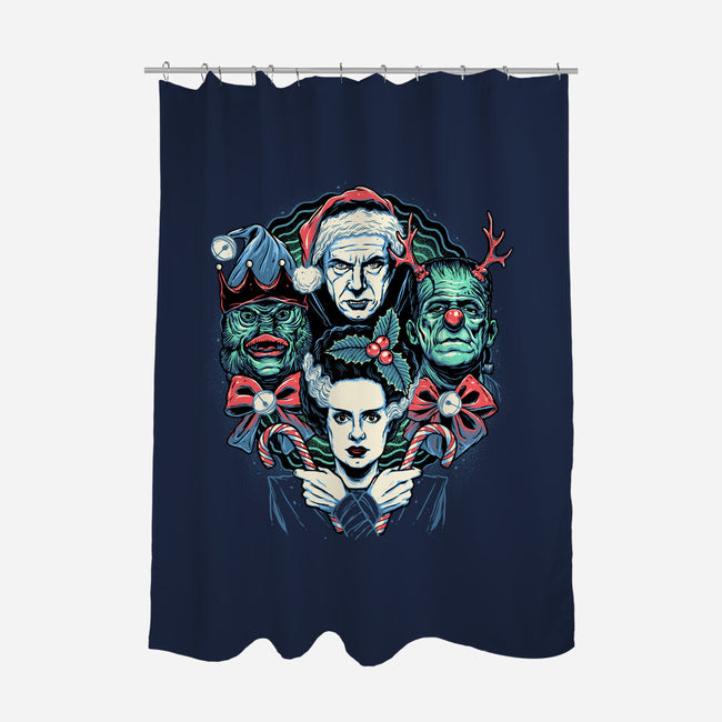 Christmas Monsters-none polyester shower curtain-momma_gorilla