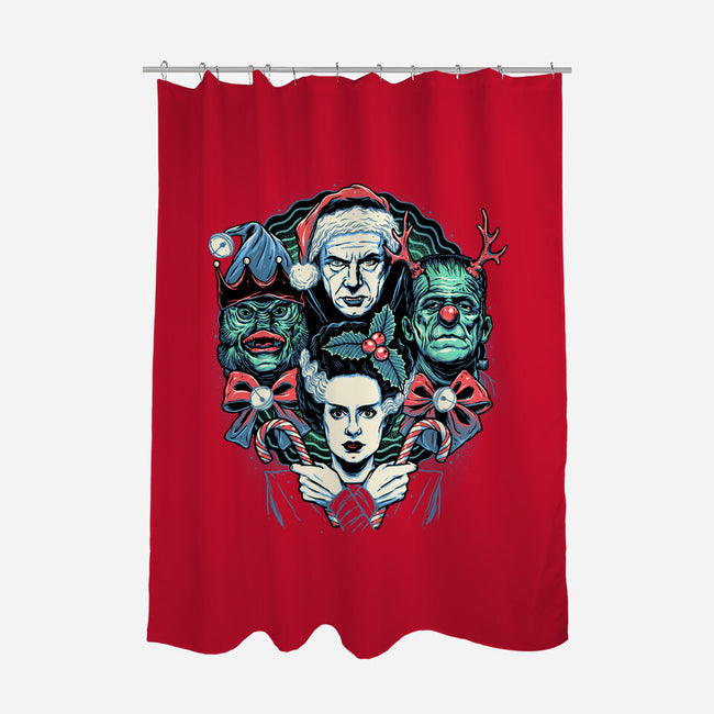 Christmas Monsters-none polyester shower curtain-momma_gorilla