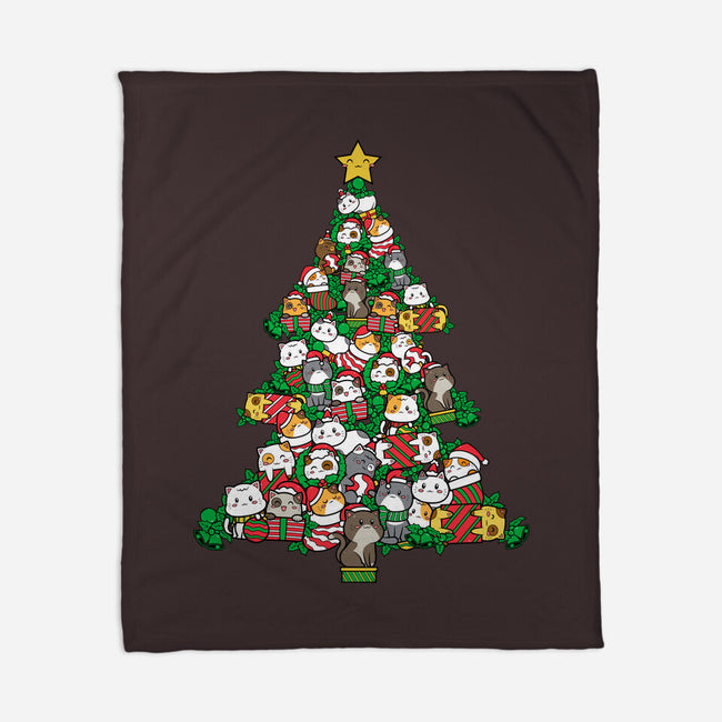 Cat Doodle Christmas Tree-none fleece blanket-bloomgrace28