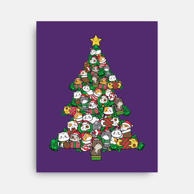 Cat Doodle Christmas Tree-none stretched canvas-bloomgrace28