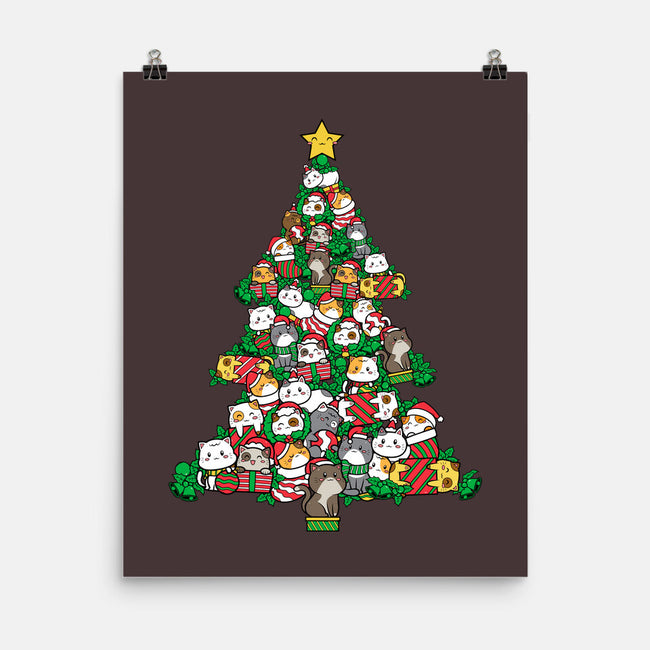 Cat Doodle Christmas Tree-none matte poster-bloomgrace28