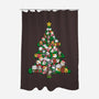 Cat Doodle Christmas Tree-none polyester shower curtain-bloomgrace28