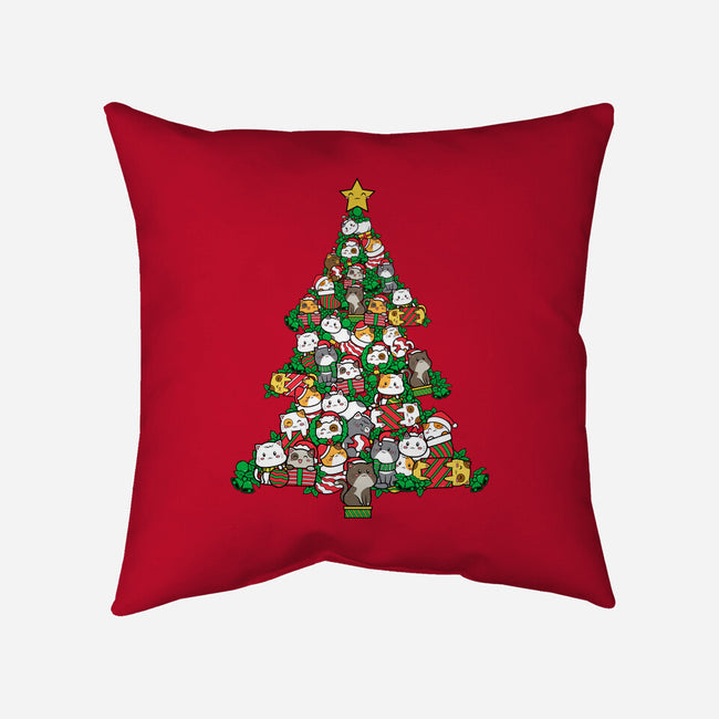 Cat Doodle Christmas Tree-none removable cover w insert throw pillow-bloomgrace28