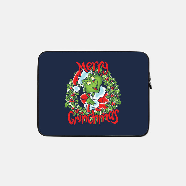 Merry Grinchmas-none zippered laptop sleeve-turborat14