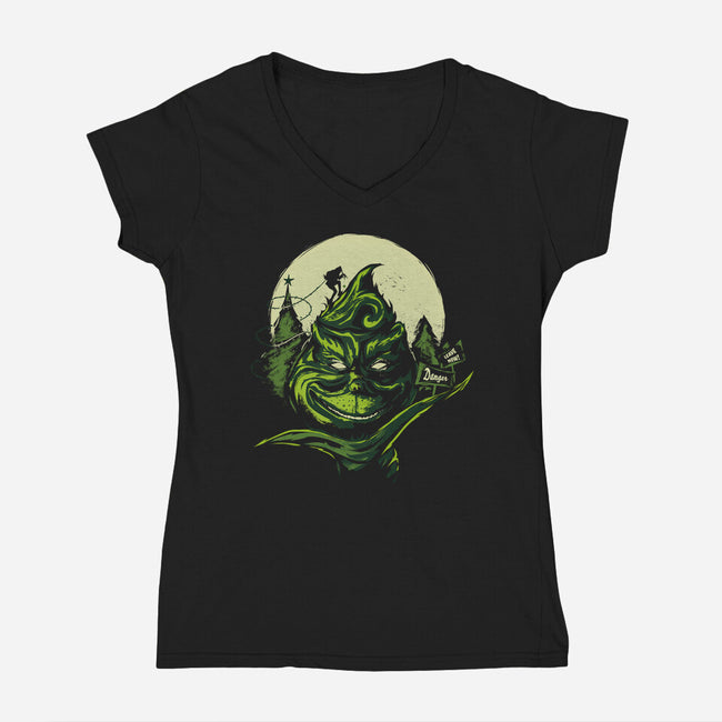 A Green Christmas-womens v-neck tee-IKILO