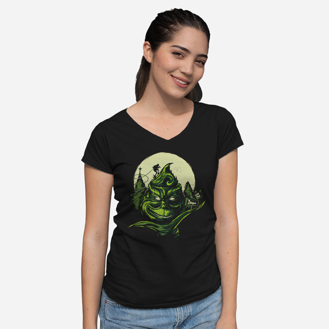 A Green Christmas-womens v-neck tee-IKILO