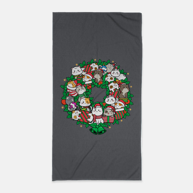 Catmas Wreath-none beach towel-bloomgrace28