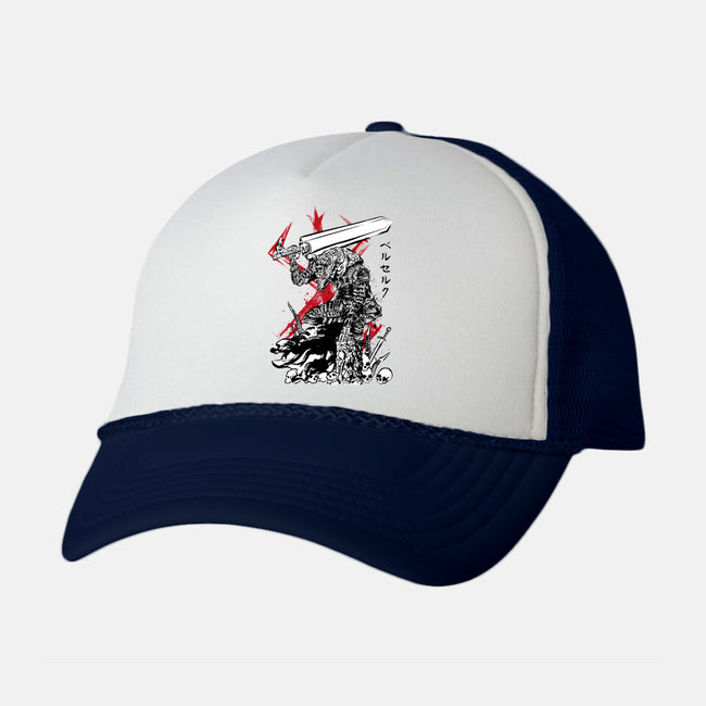 Lone Swordsman Sumi-e-unisex trucker hat-DrMonekers