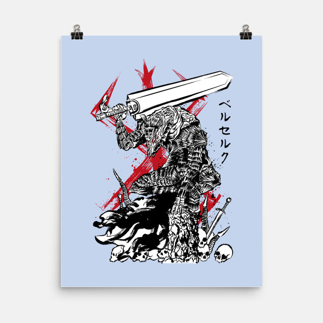 Lone Swordsman Sumi-e-none matte poster-DrMonekers