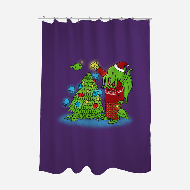 R'lyeh Christmas-none polyester shower curtain-pigboom