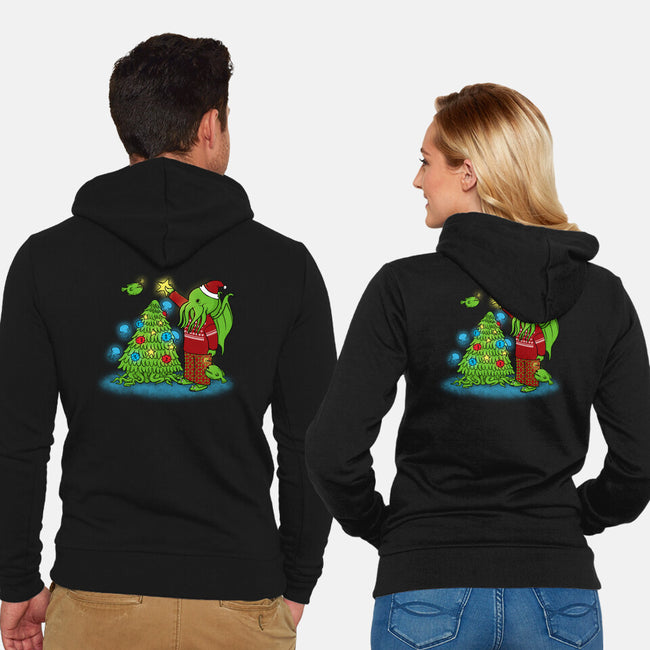 R'lyeh Christmas-unisex zip-up sweatshirt-pigboom