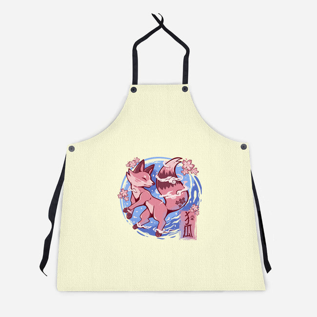Sky Flower Fox-unisex kitchen apron-TechraNova