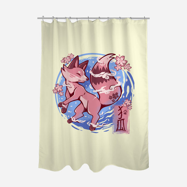 Sky Flower Fox-none polyester shower curtain-TechraNova