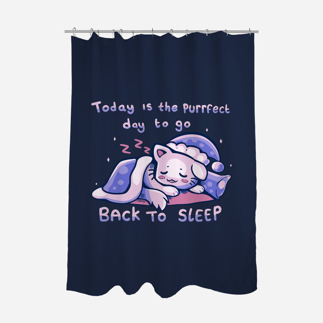 Purrfect Day For Sleep-none polyester shower curtain-TechraNova