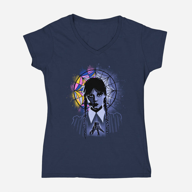 A Spooky Girl-womens v-neck tee-IKILO