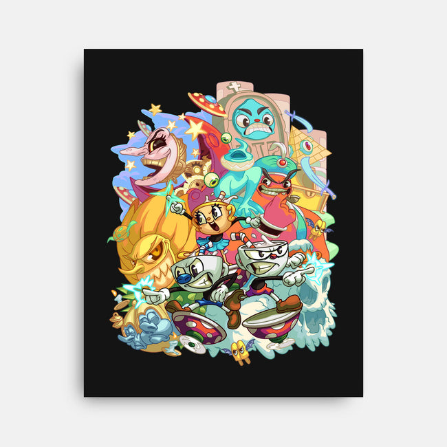 Cuphead Party-none stretched canvas-Ca Mask