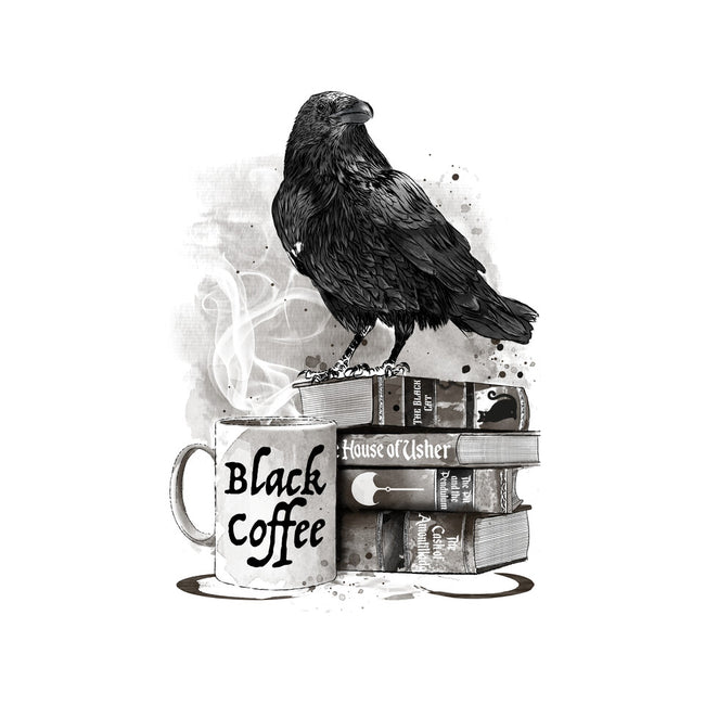Coffee, Raven And Poe-none stretched canvas-DrMonekers