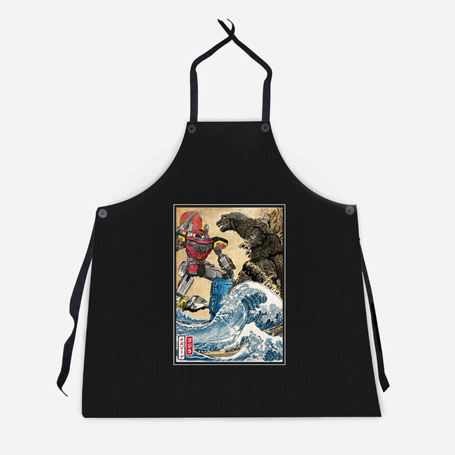 King Of The Monsters Vs Megazord-unisex kitchen apron-DrMonekers