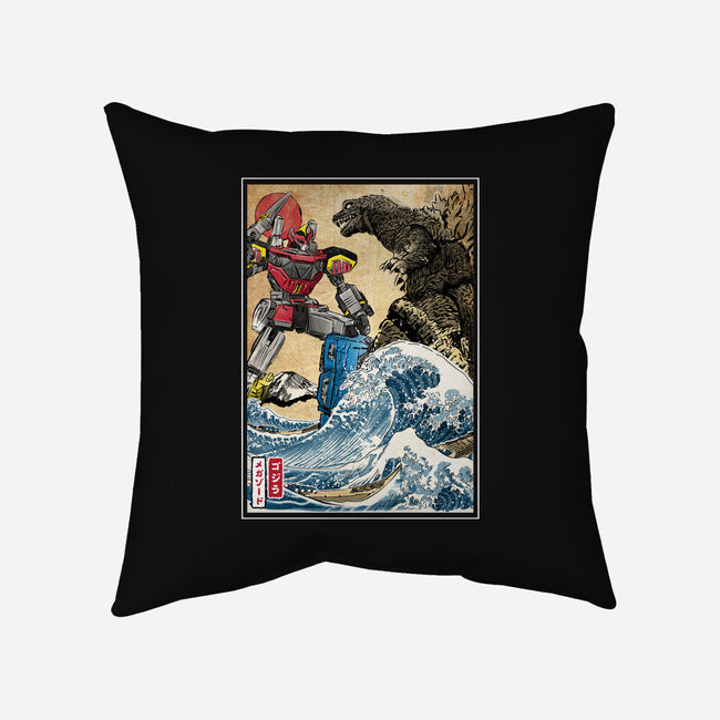 King Of The Monsters Vs Megazord-none removable cover w insert throw pillow-DrMonekers