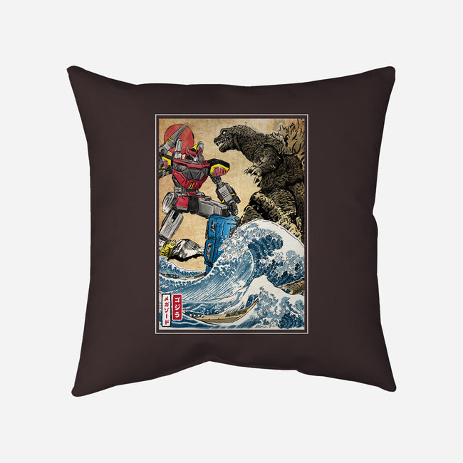 King Of The Monsters Vs Megazord-none removable cover w insert throw pillow-DrMonekers