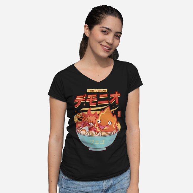 The Fire Demon Ramen-womens v-neck tee-Logozaste