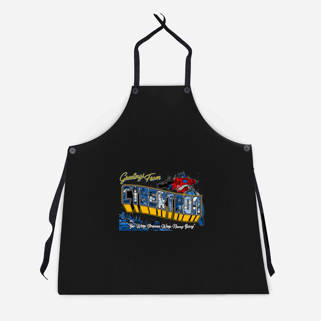Greetings From Cyberplanet-unisex kitchen apron-goodidearyan
