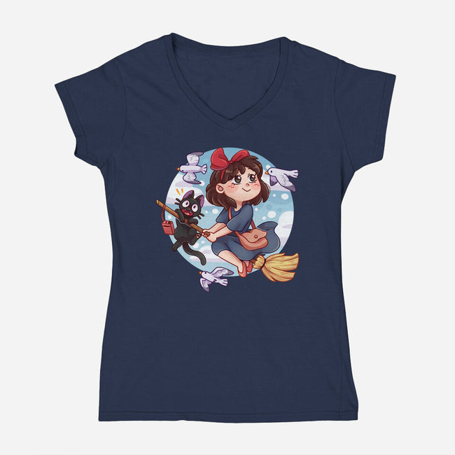 Kiki And Jiji-womens v-neck tee-Zaia Bloom