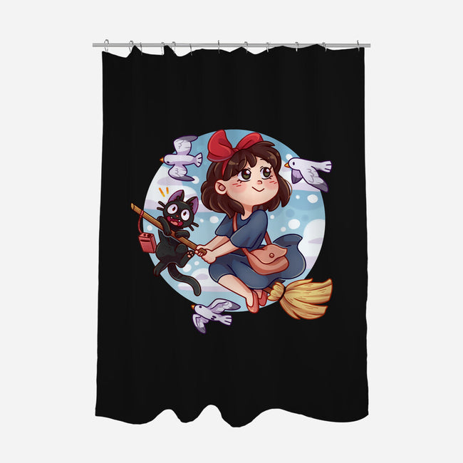 Kiki And Jiji-none polyester shower curtain-Zaia Bloom