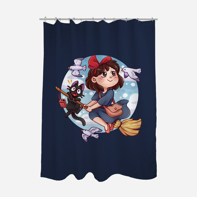 Kiki And Jiji-none polyester shower curtain-Zaia Bloom