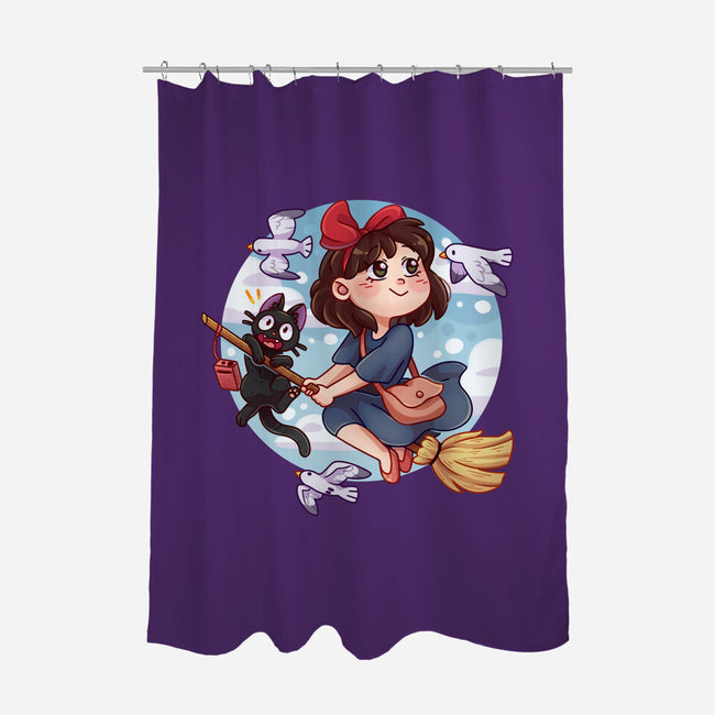 Kiki And Jiji-none polyester shower curtain-Zaia Bloom