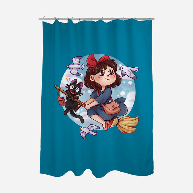 Kiki And Jiji-none polyester shower curtain-Zaia Bloom
