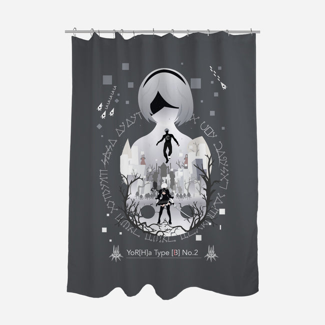 Yorha Unit 2b-none polyester shower curtain-SwensonaDesigns
