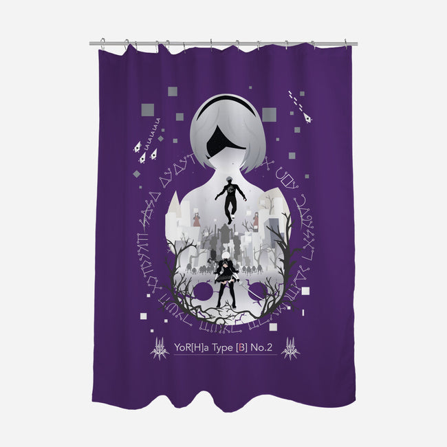 Yorha Unit 2b-none polyester shower curtain-SwensonaDesigns