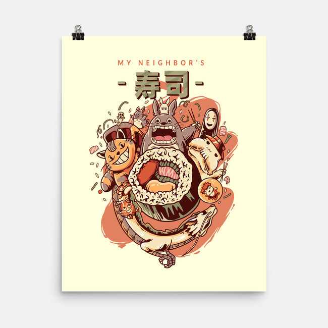 My Neighbor's Sushi Kawaii-none matte poster-daizzystudio