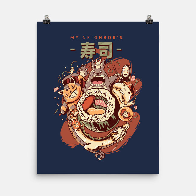 My Neighbor's Sushi Kawaii-none matte poster-daizzystudio