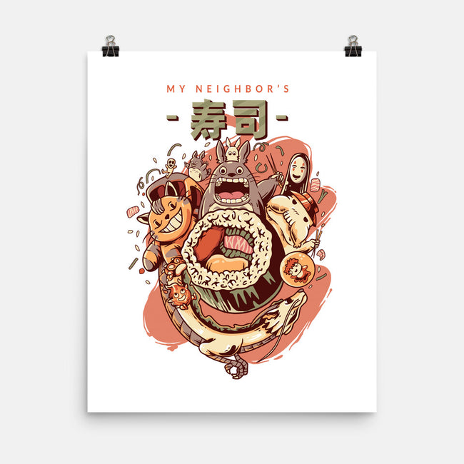 My Neighbor's Sushi Kawaii-none matte poster-daizzystudio