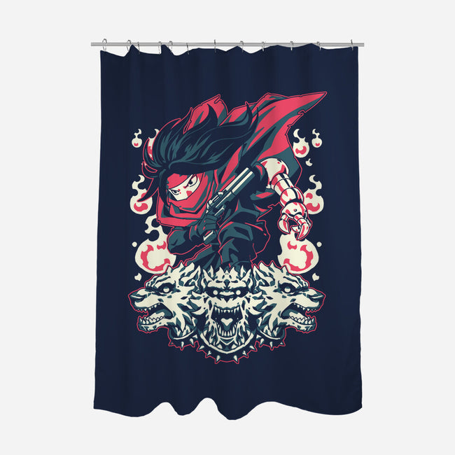 Cerberus-none polyester shower curtain-1Wing